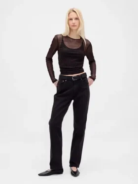 Crop-T-Shirt aus Mesh
