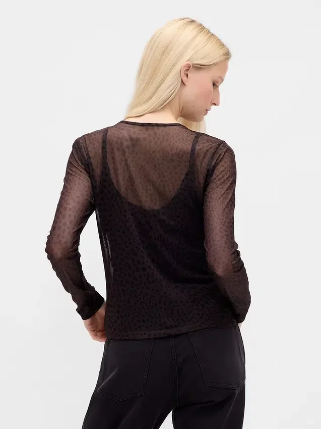 Crop-T-Shirt aus Mesh