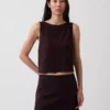 Crop-Tanktop aus Leinenmischung