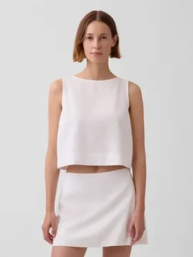 Crop-Tanktop aus Leinenmischung