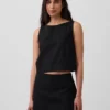Crop-Tanktop aus Leinenmischung