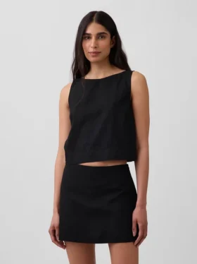 Crop-Tanktop aus Leinenmischung