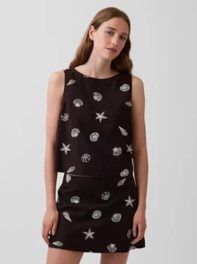 Crop-Tanktop aus Leinenmischung