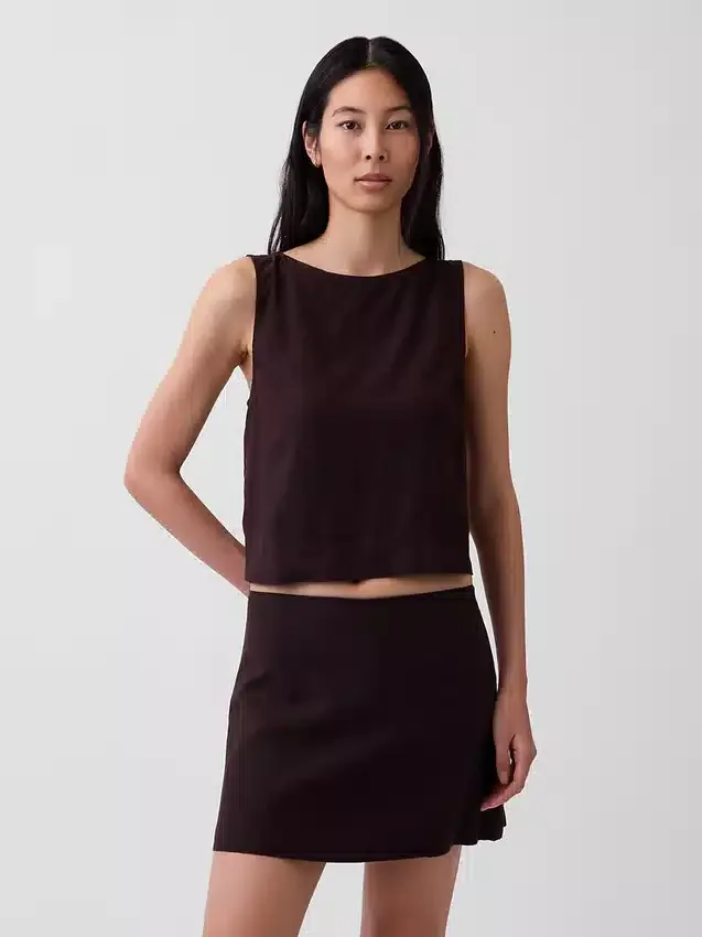 Crop-Tanktop aus Leinenmischung