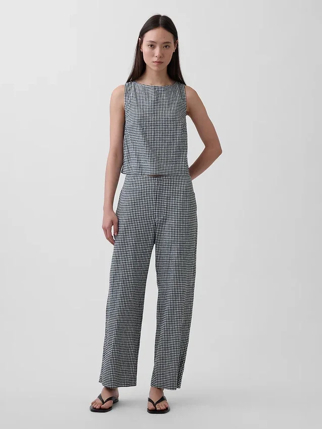 Crop-Tanktop aus Leinenmischung
