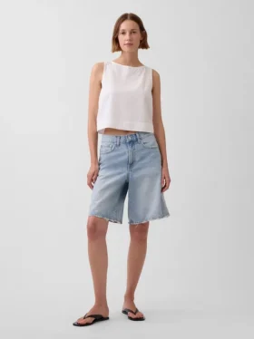 Crop-Tanktop aus Leinenmischung
