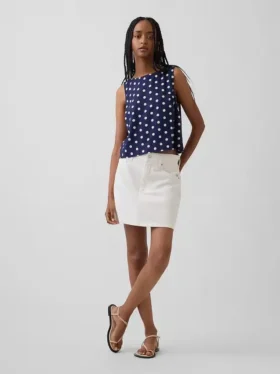 Crop-Tanktop aus Leinenmischung