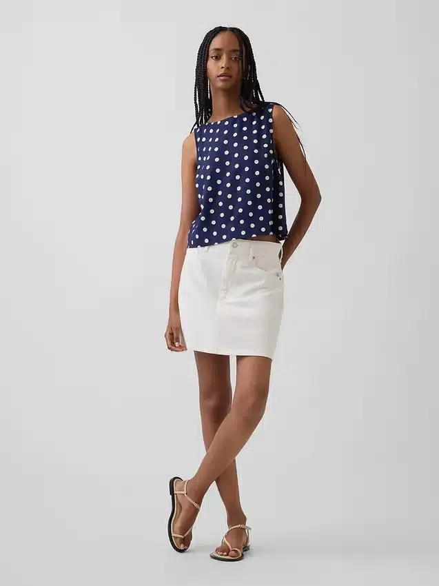 Crop-Tanktop aus Leinenmischung