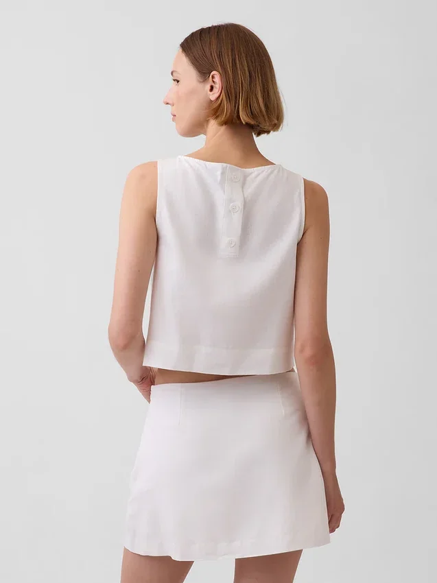 Crop-Tanktop aus Leinenmischung