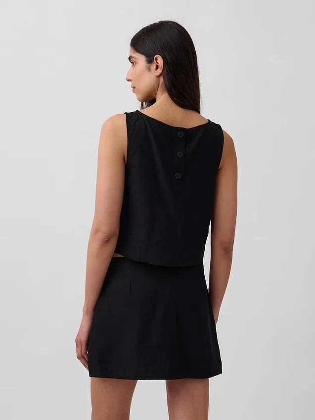 Crop-Tanktop aus Leinenmischung