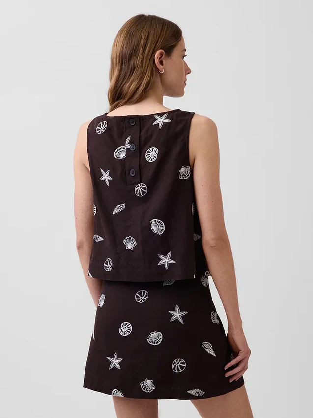 Crop-Tanktop aus Leinenmischung