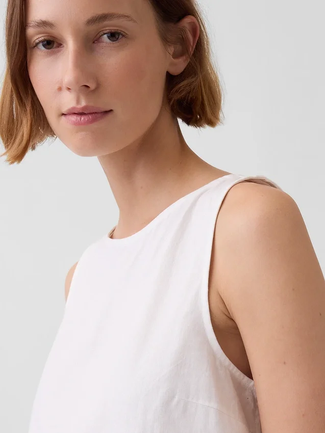 Crop-Tanktop aus Leinenmischung