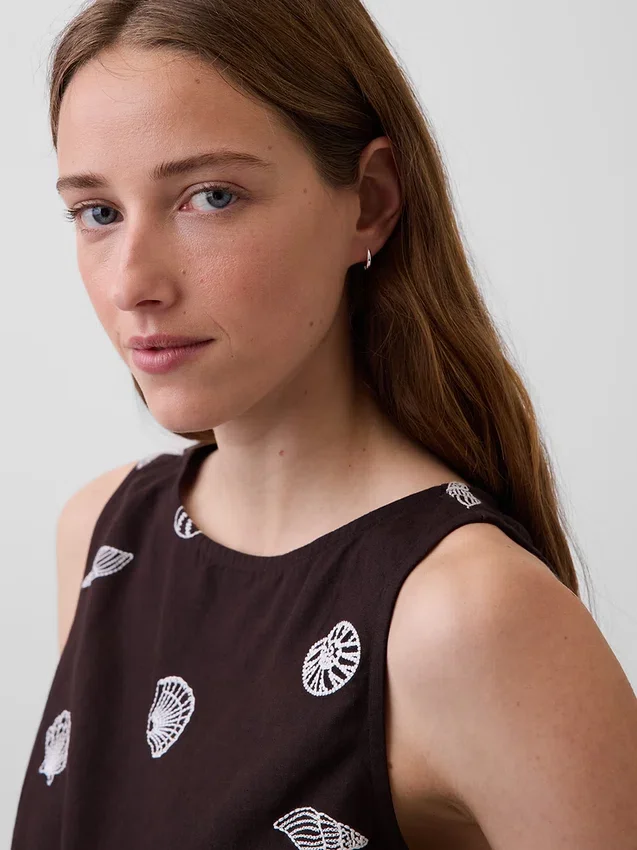 Crop-Tanktop aus Leinenmischung