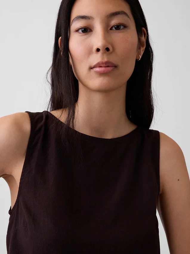 Crop-Tanktop aus Leinenmischung