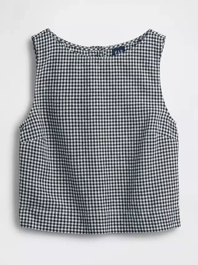 Crop-Tanktop aus Leinenmischung
