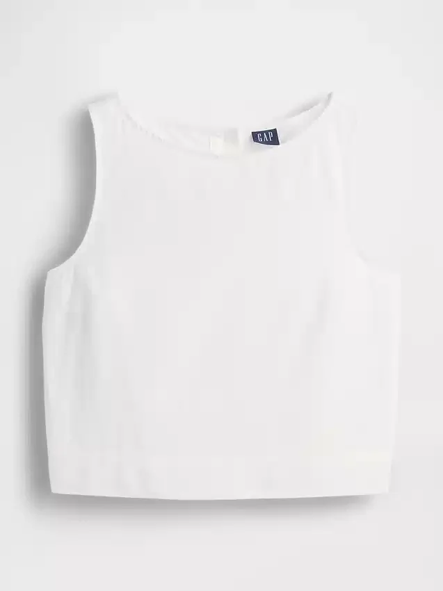 Crop-Tanktop aus Leinenmischung