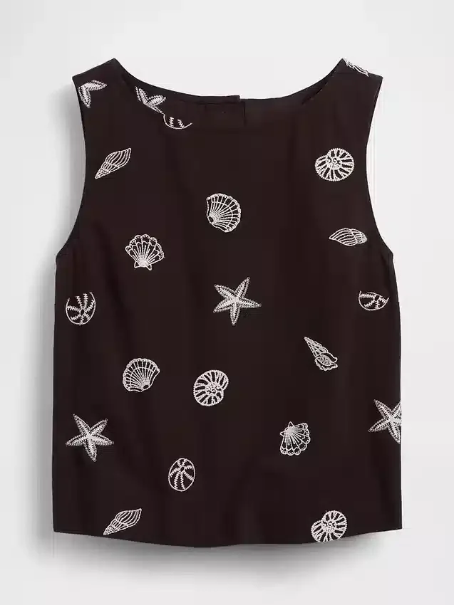 Crop-Tanktop aus Leinenmischung