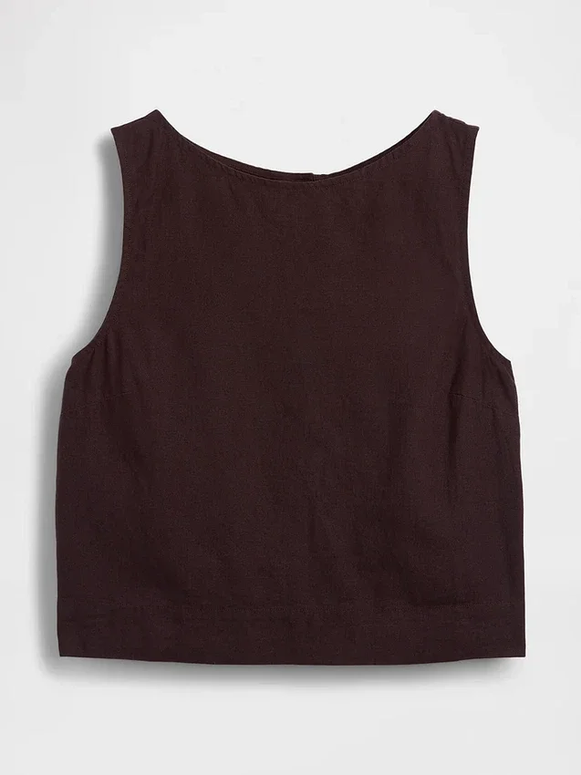 Crop-Tanktop aus Leinenmischung