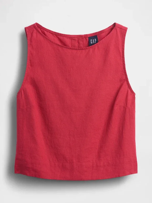 Crop-Tanktop aus Leinenmischung
