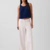 Crop-Top aus Baumwollgaze-Denim