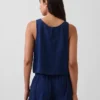 Crop-Top aus Baumwollgaze-Denim