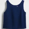 Crop-Top aus Baumwollgaze-Denim