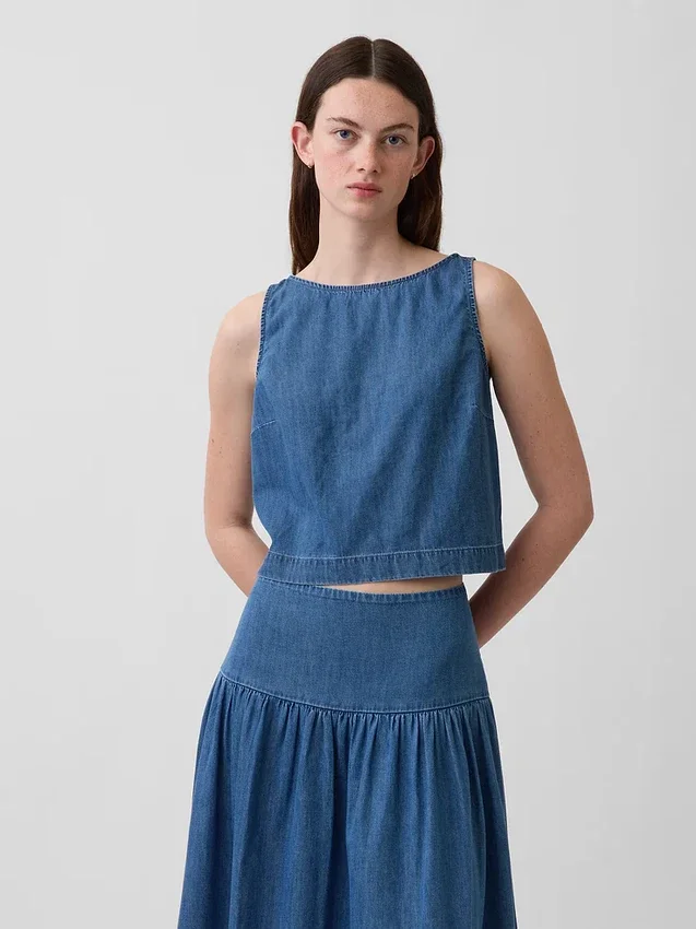 Crop-Top aus Denim