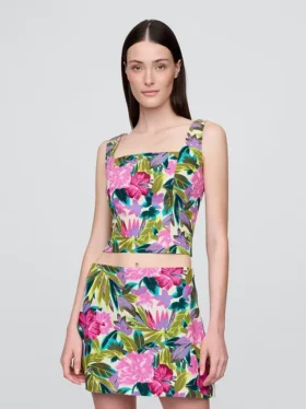 Crop-Top aus Leinenmischung