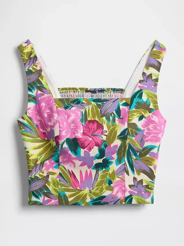 Crop-Top aus Leinenmischung