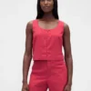 Crop-Top aus Leinenmischung mit Hakenverschluss vorne