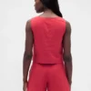 Crop-Top aus Leinenmischung mit Hakenverschluss vorne