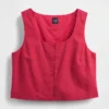 Crop-Top aus Leinenmischung mit Hakenverschluss vorne