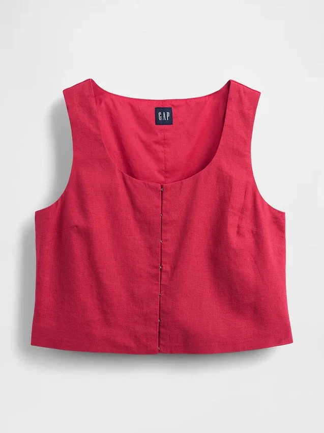 Crop-Top aus Leinenmischung mit Hakenverschluss vorne