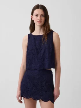 Crop-Top mit Lochmuster