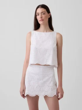 Crop-Top mit Lochmuster