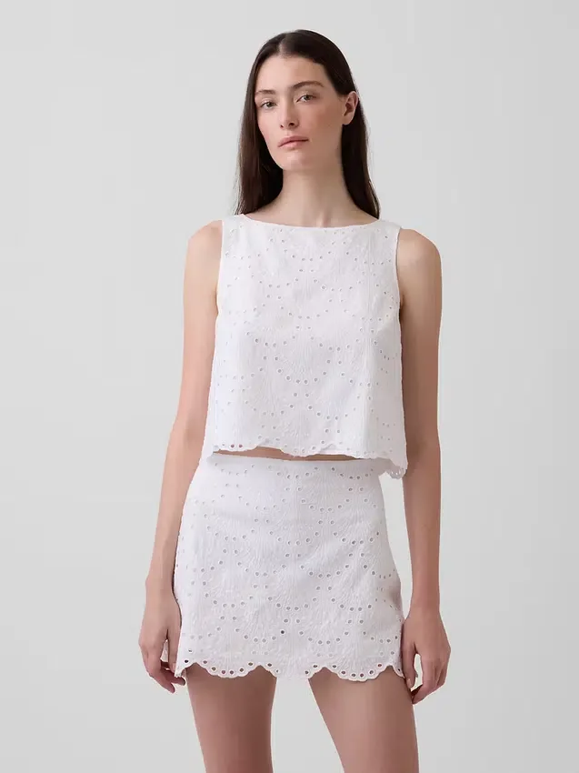 Crop-Top mit Lochmuster
