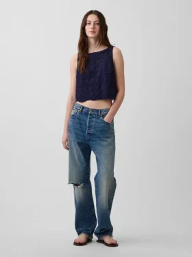 Crop-Top mit Lochmuster