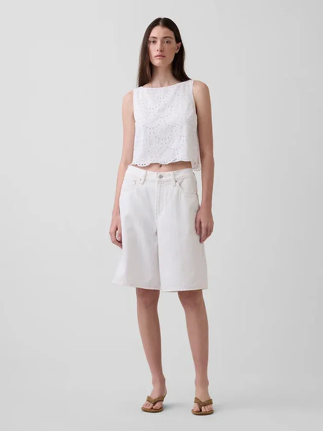 Crop-Top mit Lochmuster
