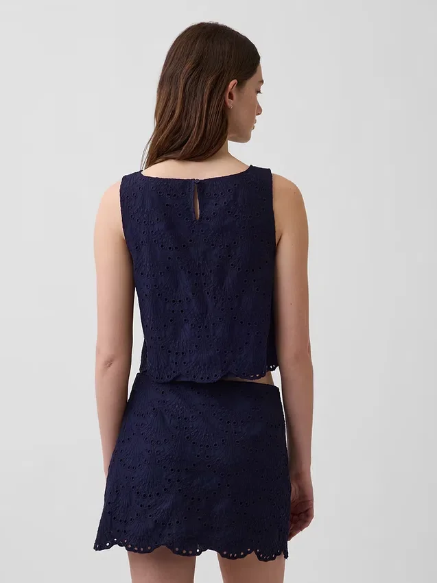 Crop-Top mit Lochmuster