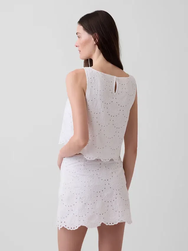 Crop-Top mit Lochmuster