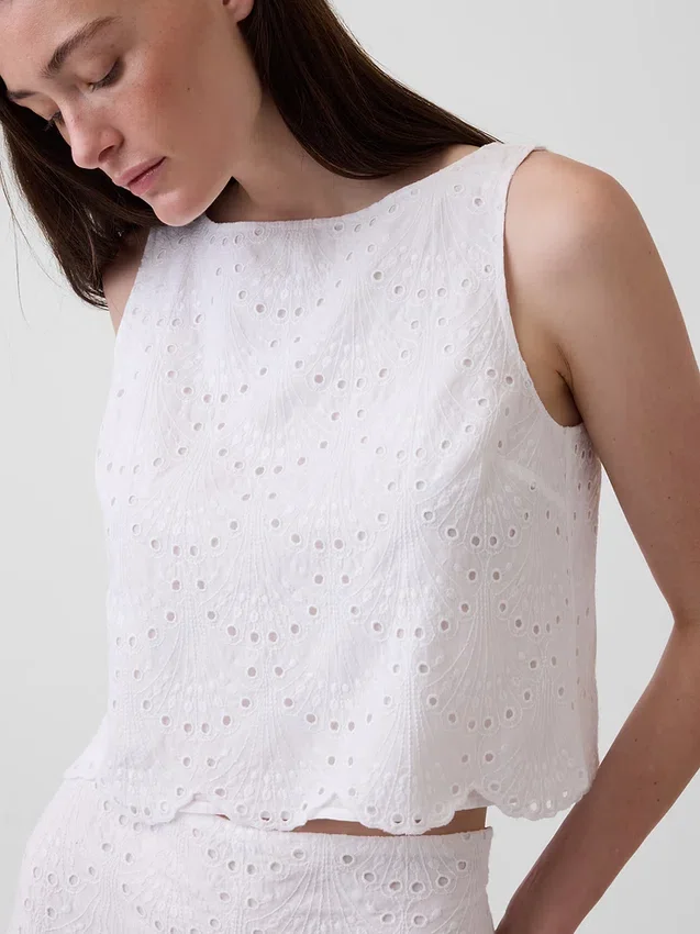 Crop-Top mit Lochmuster