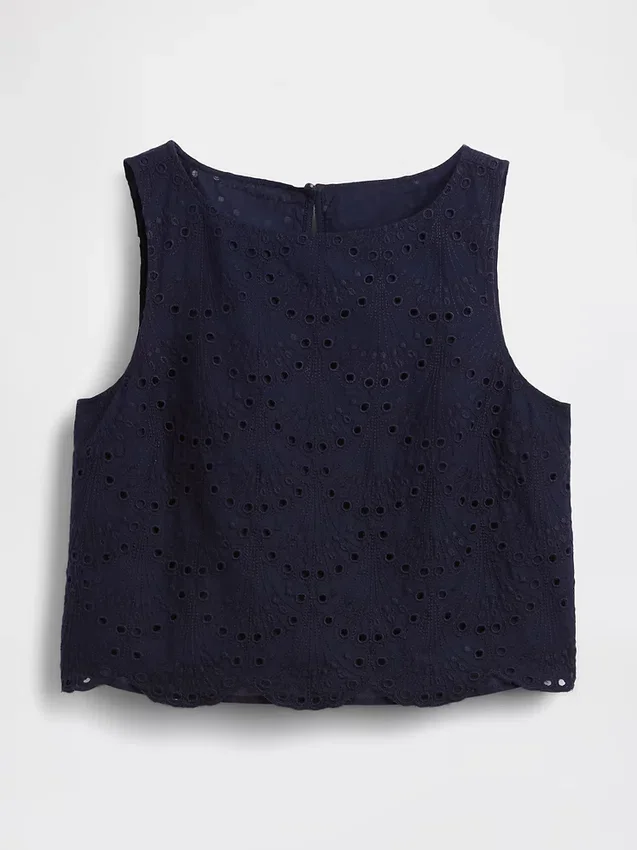 Crop-Top mit Lochmuster