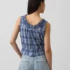 Crop-Top mit Peplum und Ösen-Bindeband vorne