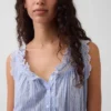 Crop-Top mit Peplum und Ösen-Bindeband vorne