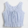 Crop-Top mit Peplum und Ösen-Bindeband vorne