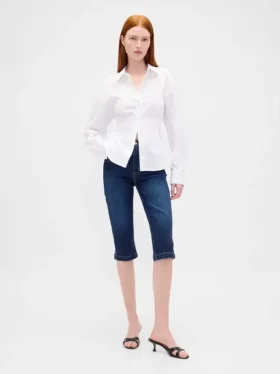 Cropped-Capri-Jeans mit hoher Leibhöhe