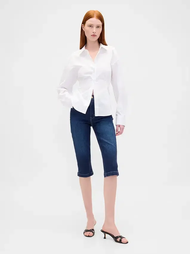 Cropped-Capri-Jeans mit hoher Leibhöhe