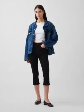 Cropped-Capri-Jeans mit hoher Leibhöhe