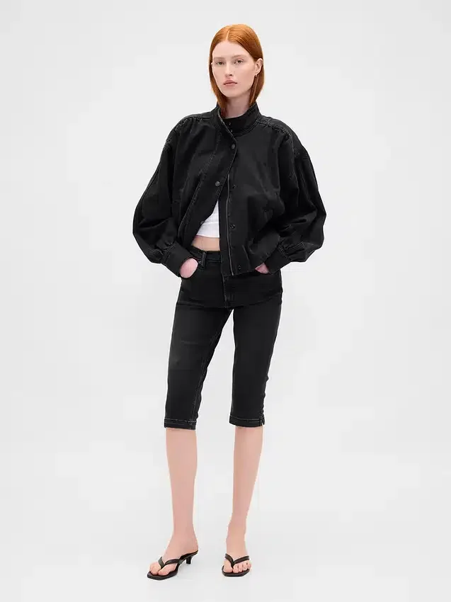 Cropped-Capri-Jeans mit hoher Leibhöhe