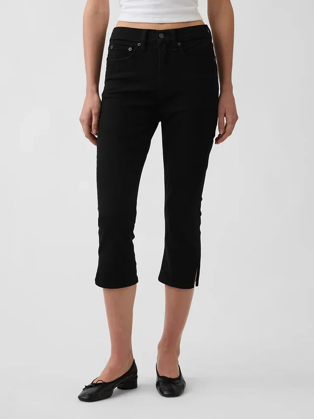 Cropped-Capri-Jeans mit hoher Leibhöhe